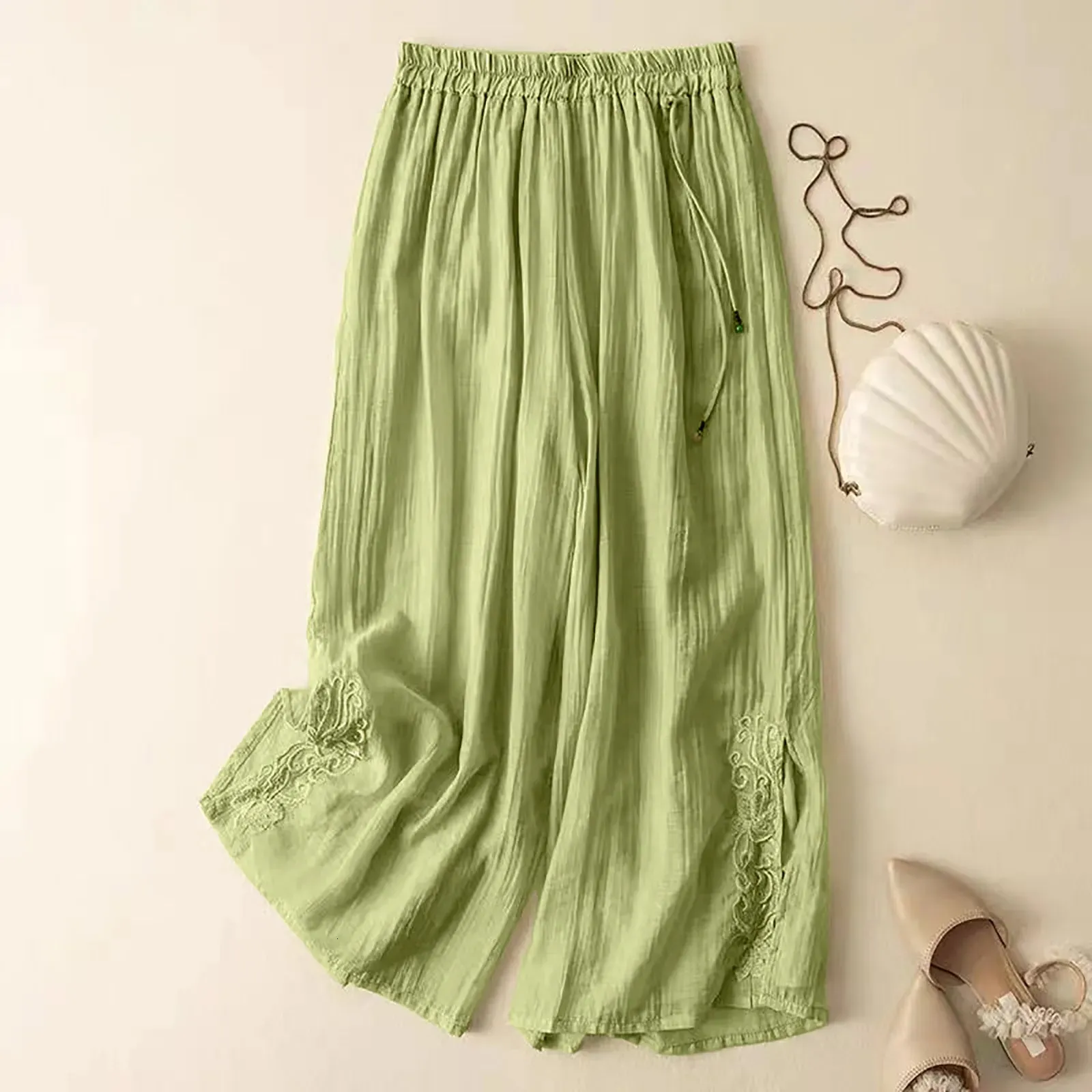 Women Wide Leg Pants Casual Elastic Waist Loose Comfy Baggy Trousers