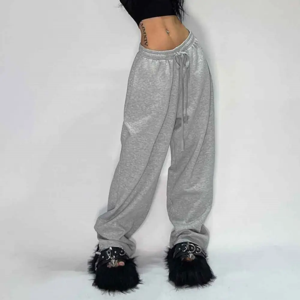 Loose Pants Women's High Waist Drawstring Solid Color Sweatpants Casual Streetwear