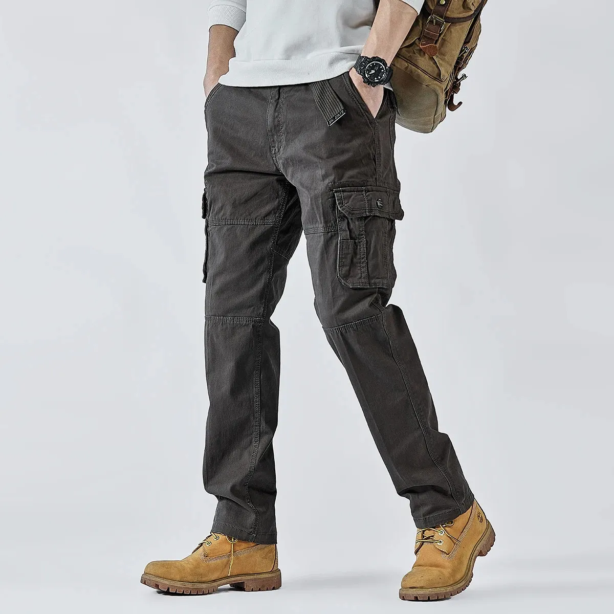 Men's Cargo Pants Straight Leg Cotton Stretch Tact...
