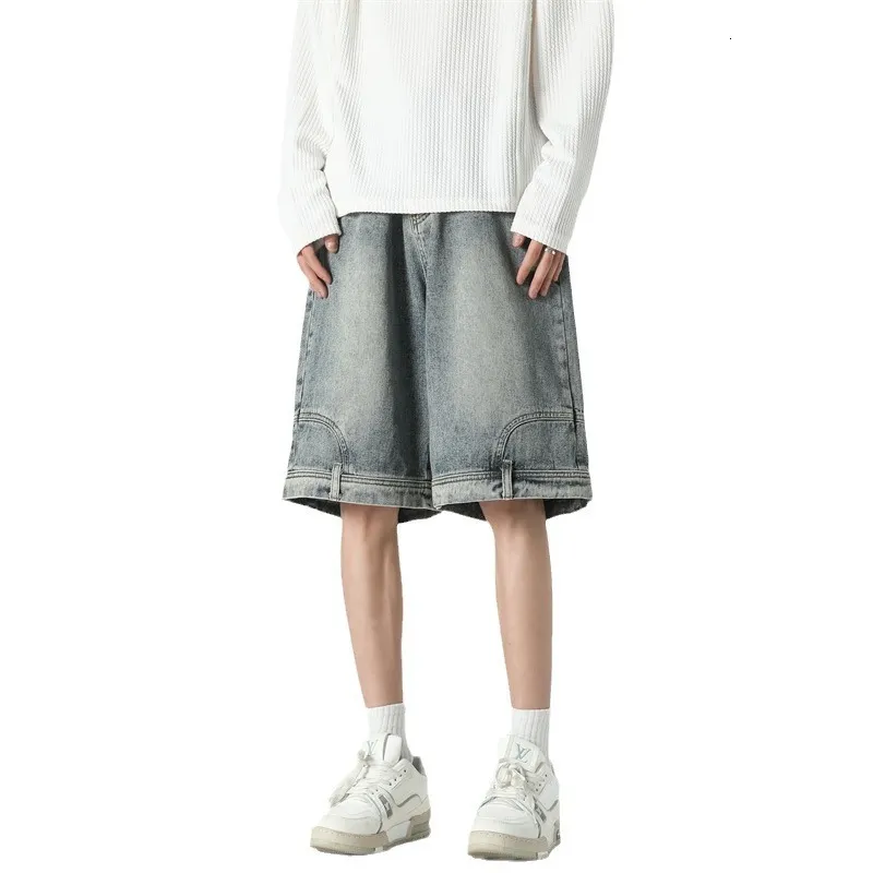 Inverted Denim Shorts For Men Summer Loose Casual and Versatile Denim Shorts