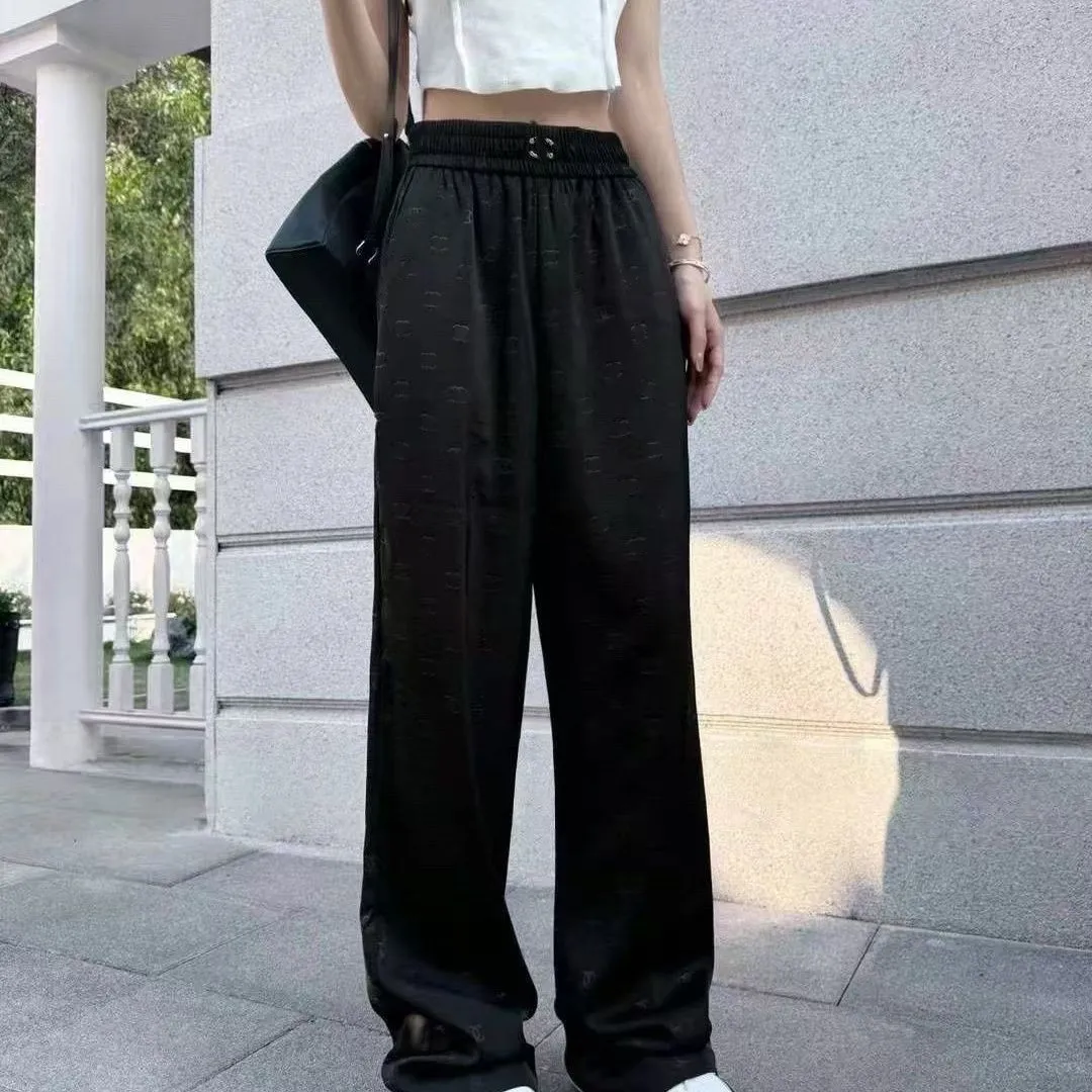 Women's Elastic Waist Satin Wide-Leg Pants, Floral...