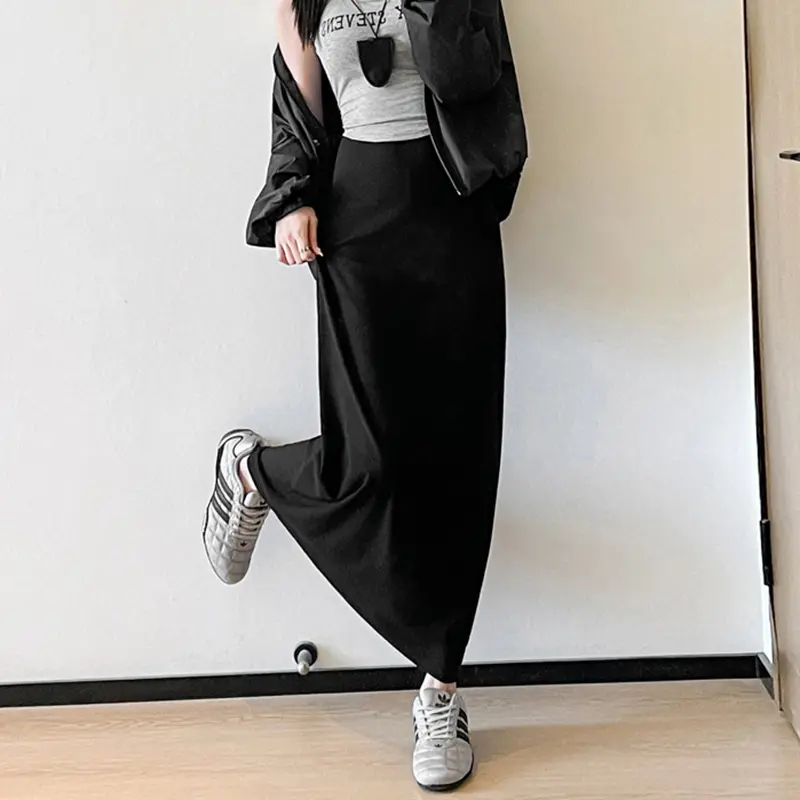 A-Line Long Skirt Women's Fashionable Hip-Lifting High Waist Long Skirt Women's Solid Color Fishtail Skirt