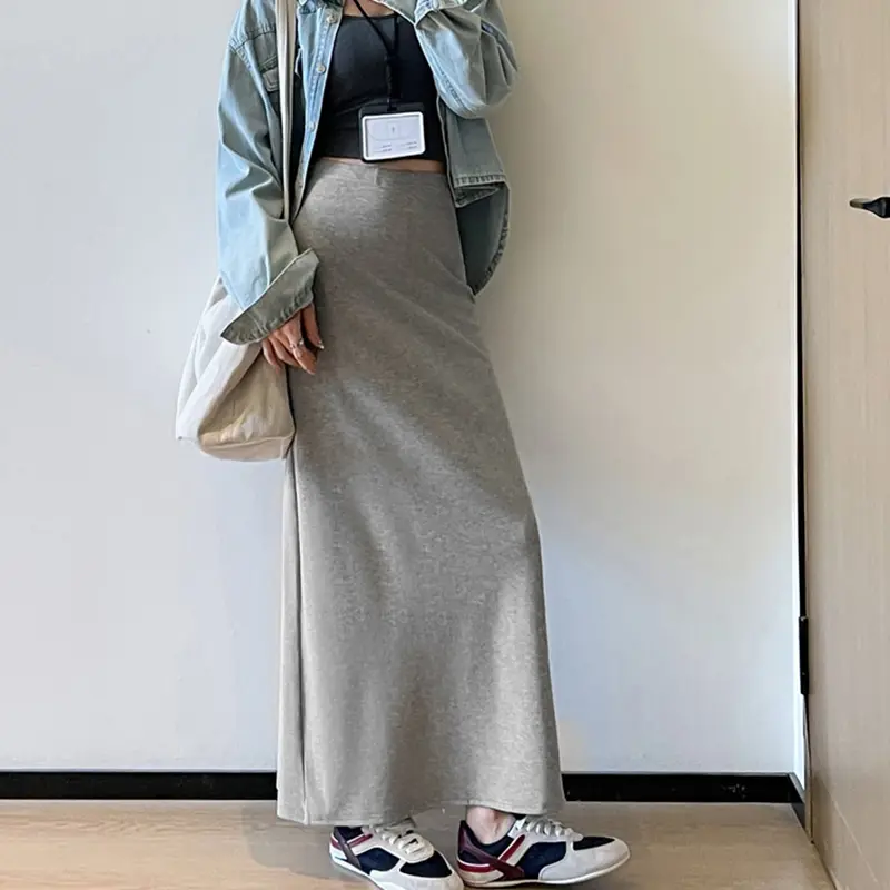 A-Line Long Skirt Women's Fashionable Hip-Lifting High Waist Long Skirt Women's Solid Color Fishtail Skirt