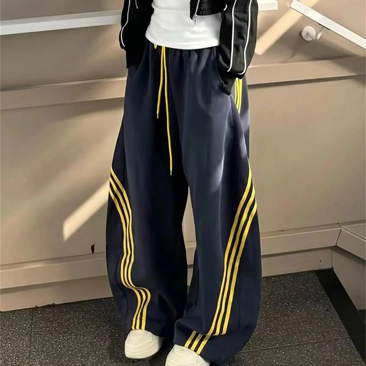 Wide Leg Pant Women Elastic High Waist Trousers Female Hip Hop Streetwear Casual Loose Pants