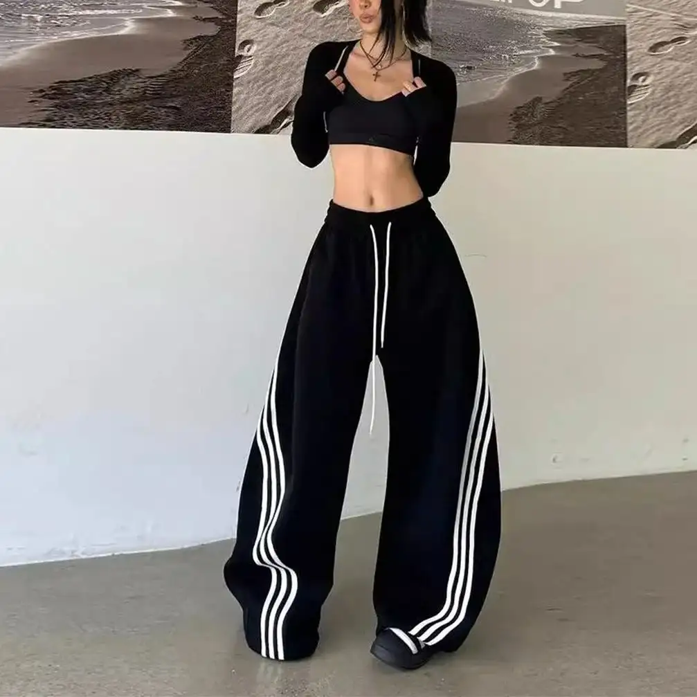 Wide Leg Pant Women Elastic High Waist Trousers Female Hip Hop Streetwear Casual Loose Pants