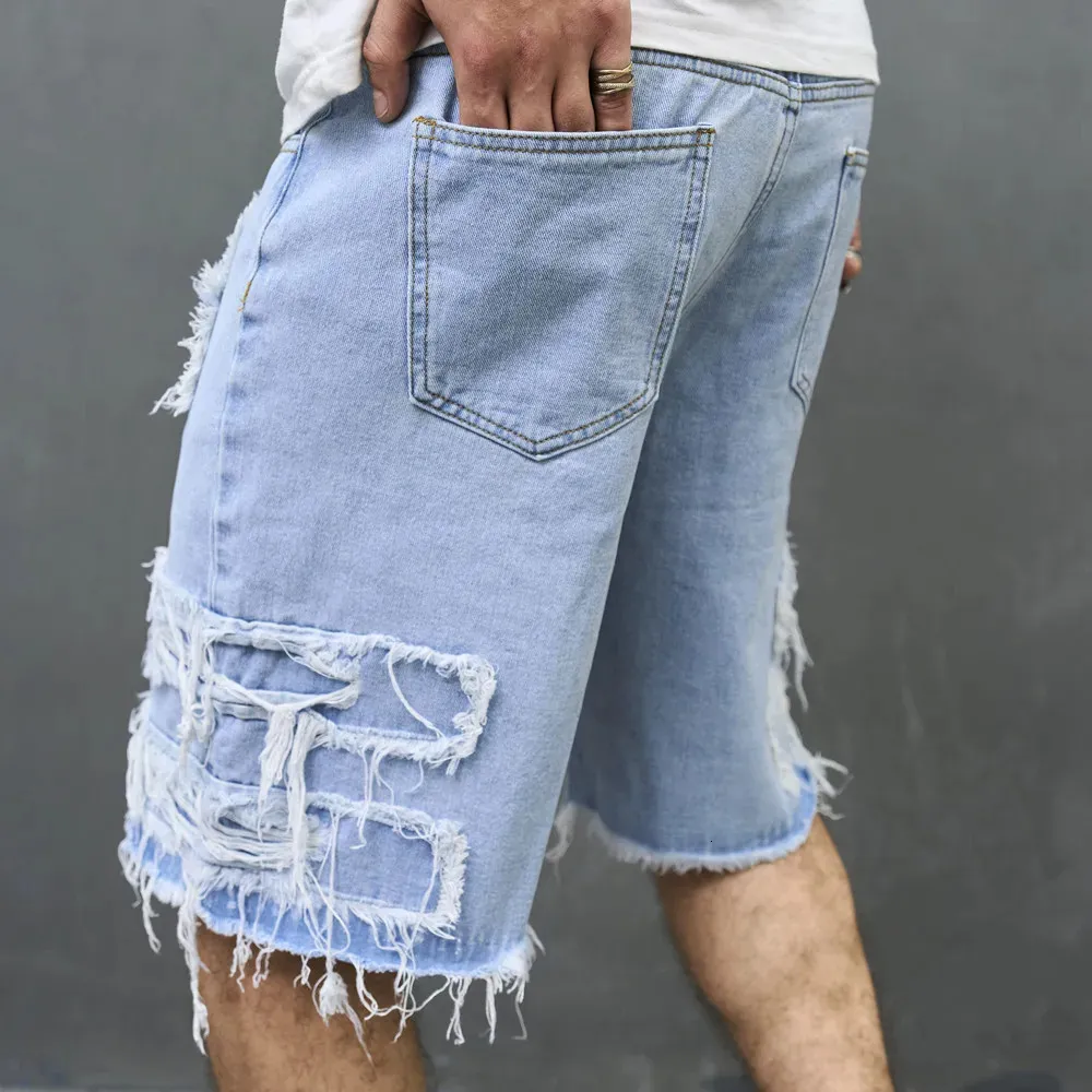 Summer Men High Street Denim Shorts Stylish Solid Casual Male Straight Jeans Shorts