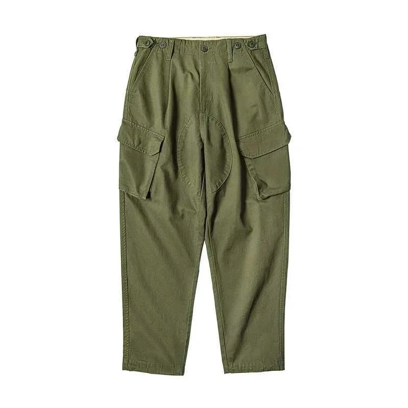 Men Cotton Wide Cargo Pant Casual Baggy Large Pockets Trousers Streetwear