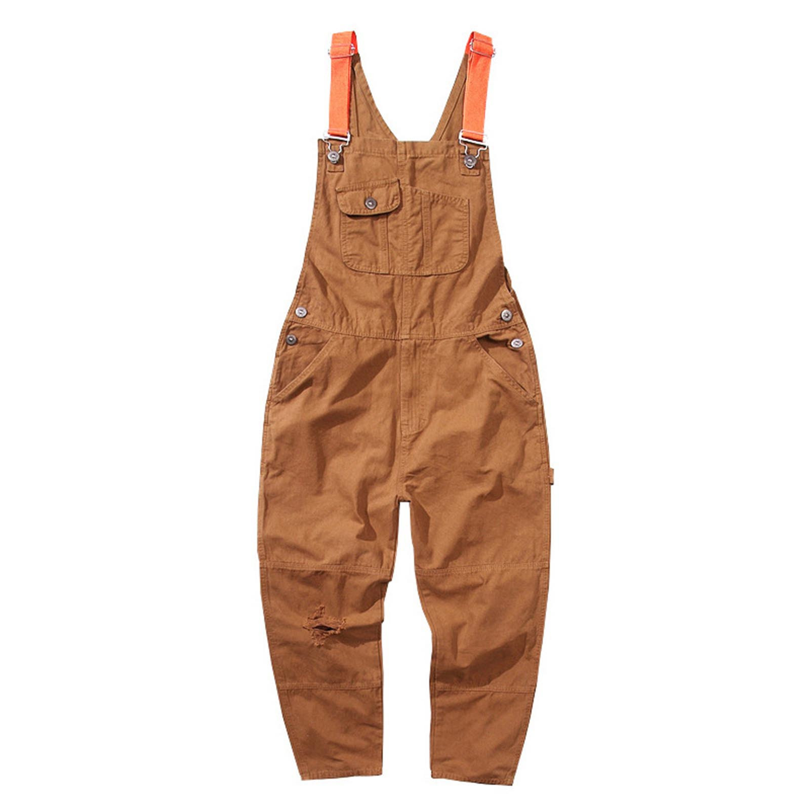 Jeans Man Autumn Long Trousers Men's Denim Bib Overalls Workwear With Adjustable Straps Fashion Jumpsuit Pockets Ripped Jeans
