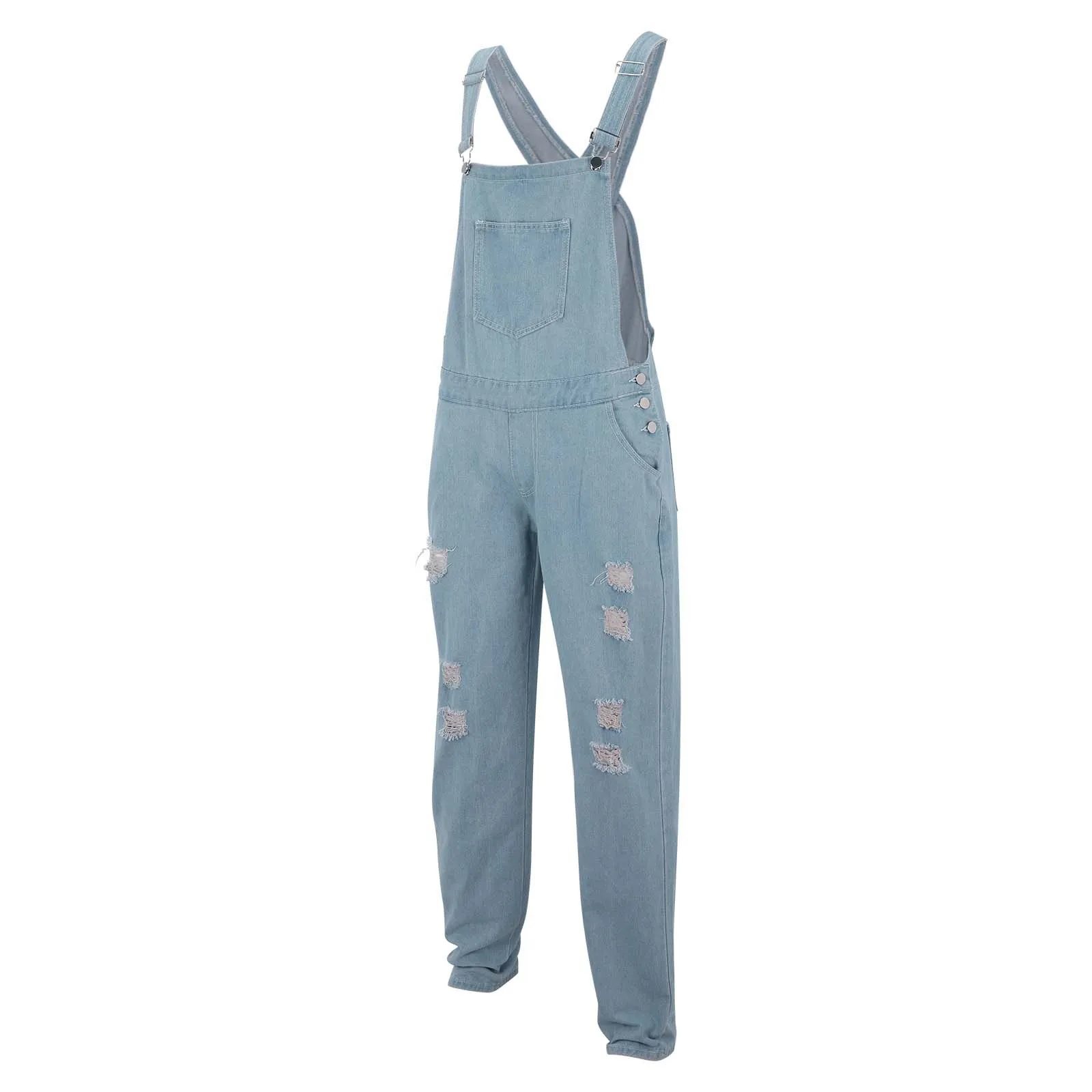 Jeans For Men Hot Ripped Suspenders Denim Jumpsuit Popular Fashionable Work Clothes Pants Man Streetwear Slacks