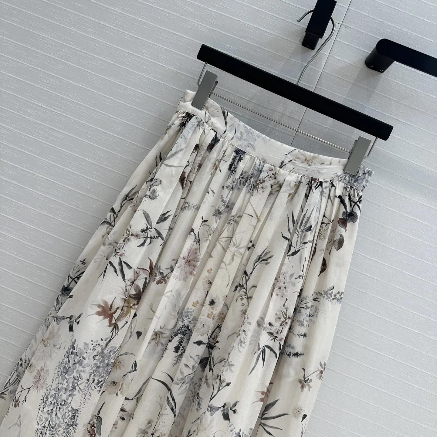 Summer Printed Pleated Long Skirt With Floral Patterns For Vacation Women's Clothing