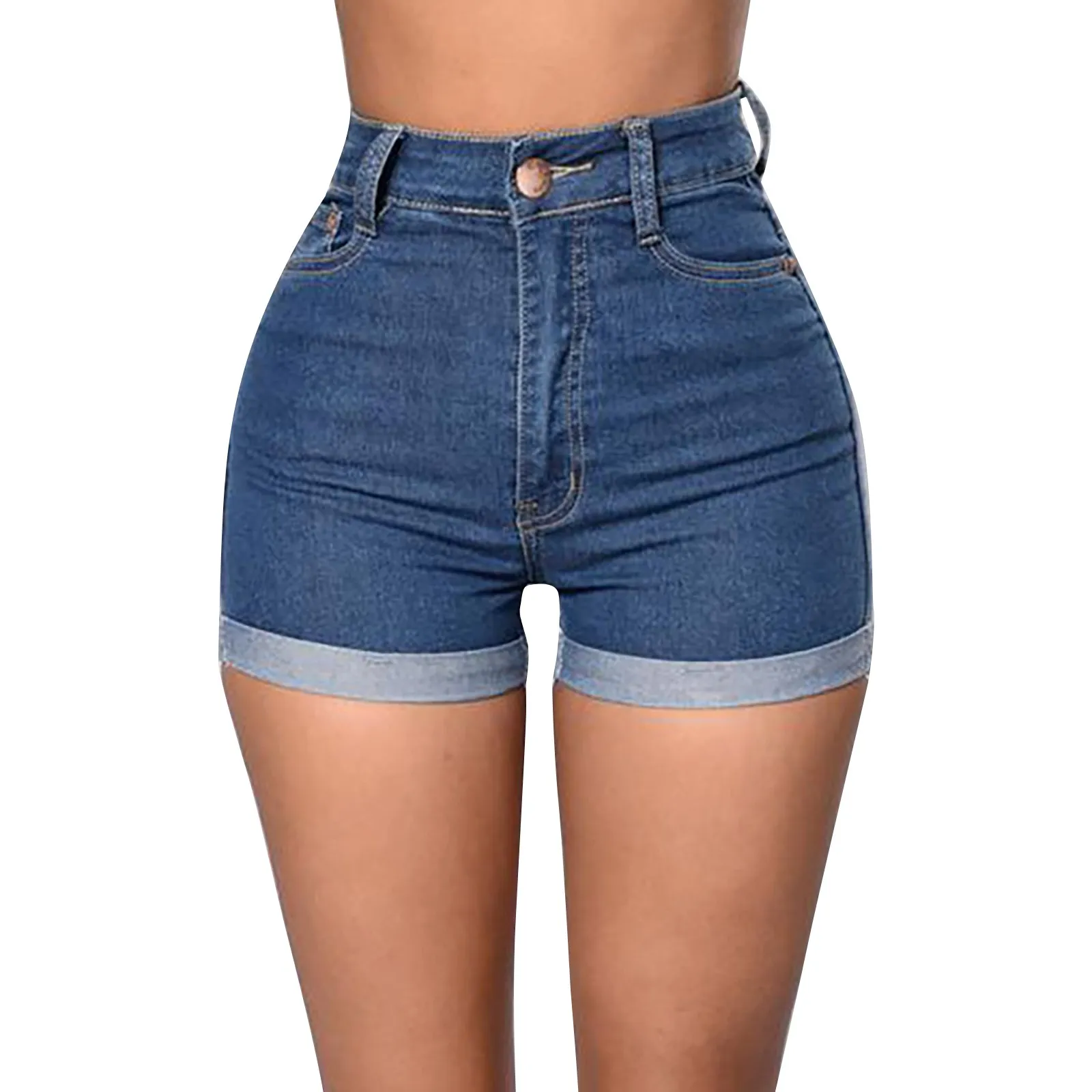 Denim Shorts Women Wrapped Hip High Waist Slim Short Trousers Women Rolled Up Short Jeans