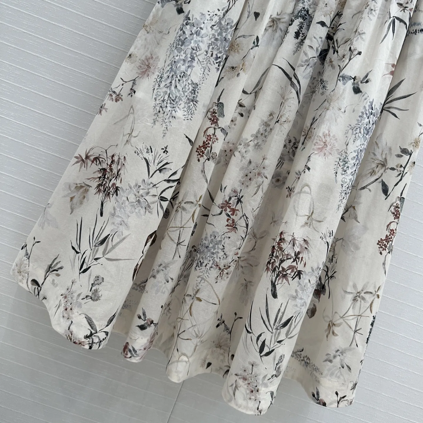 Summer Printed Pleated Long Skirt With Floral Patterns For Vacation Women's Clothing