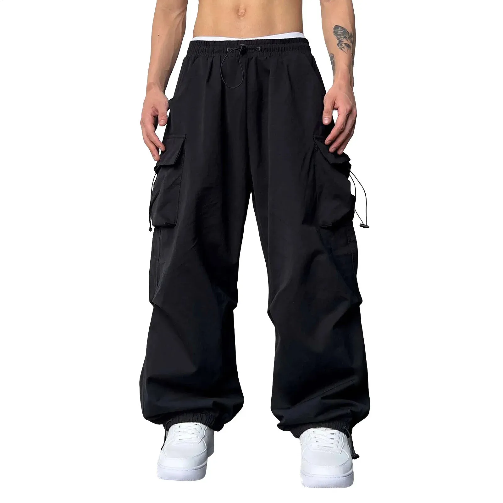 Cargo Pants Men Streetwear Vintage Hip Hop Wide Le...