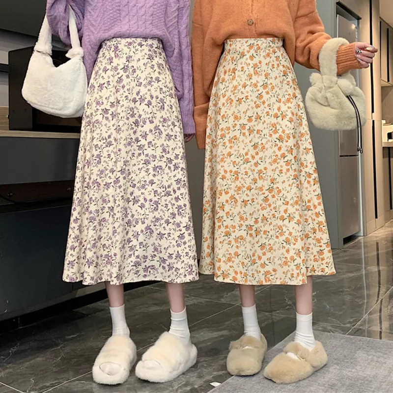 Floral Print Long Skirts Women Summer A Line Beach...