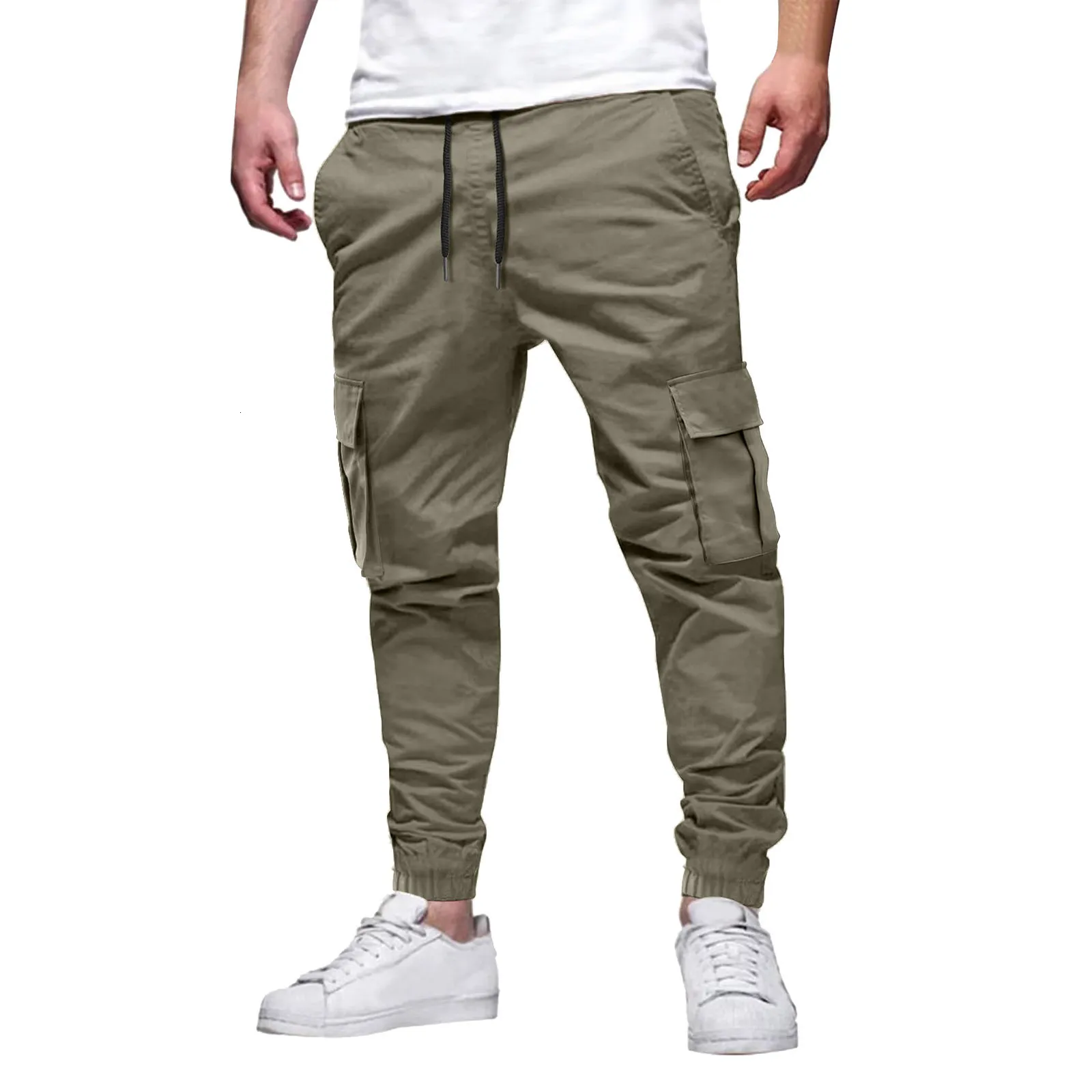 Men's Multi-Pocket Drawstring Casual Cargo Pants Men's Autumn and Summer Cargo Pants