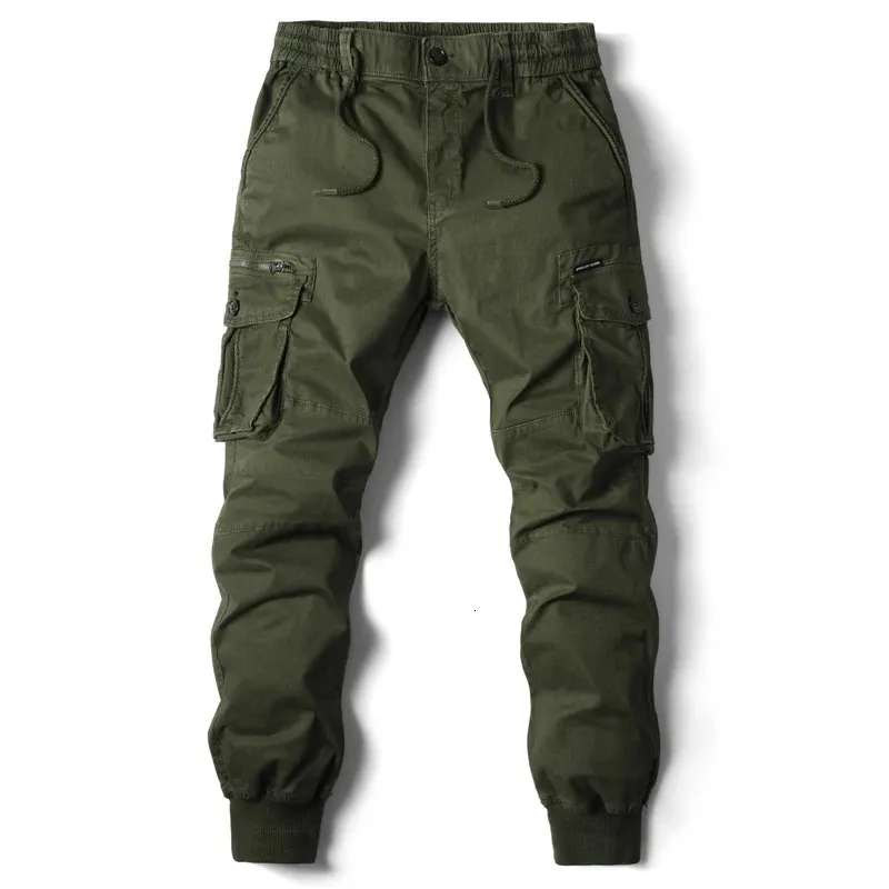 Cargo Pants Men Cotton Casual Men's Casual Pants Elastic Waist Joggers Trousers Men Fashion