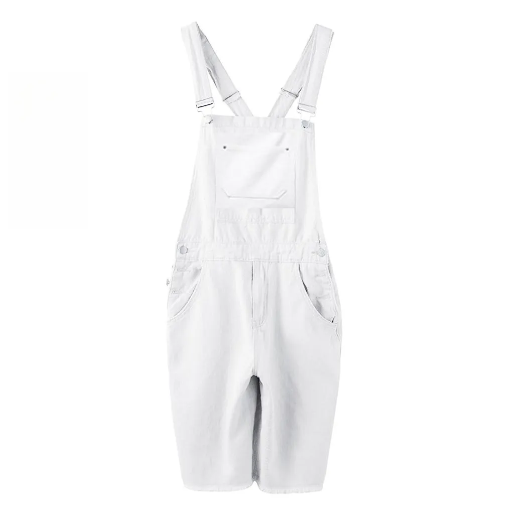 Men's Pocket Denim Jumpsuit Streetwear Long Straight Men Overalls Suspender Pants Men's Jeans