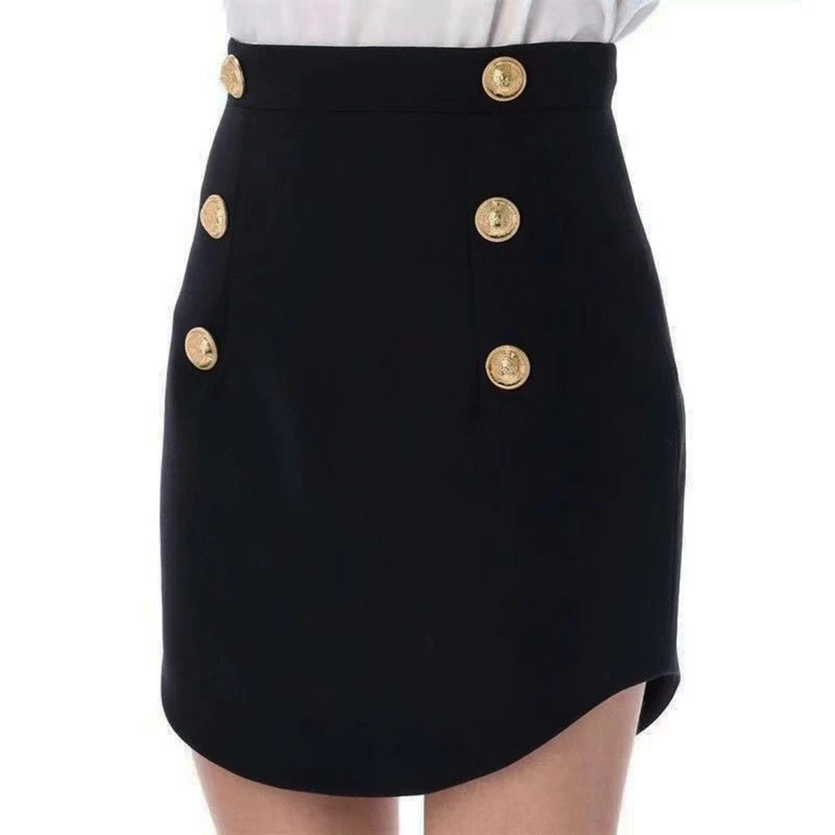Curved Double Row Button Back Zipper Slim Fit Temperament Commuting Women's Short Skirt