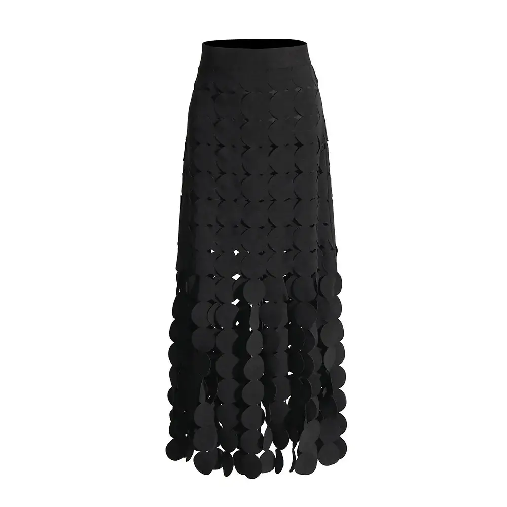 Solid Minimalist Skirts For Women High Waist Patchwork Dot A Line Skirt  Elegant Temperament Skirt Female Fashion