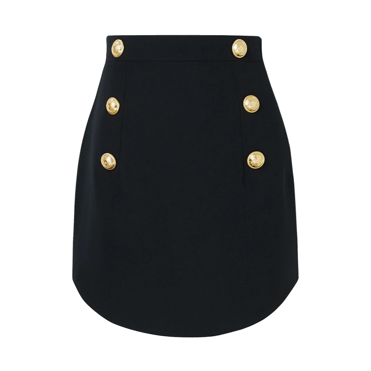 Curved Double Row Button Back Zipper Slim Fit Temperament Commuting Women's Short Skirt