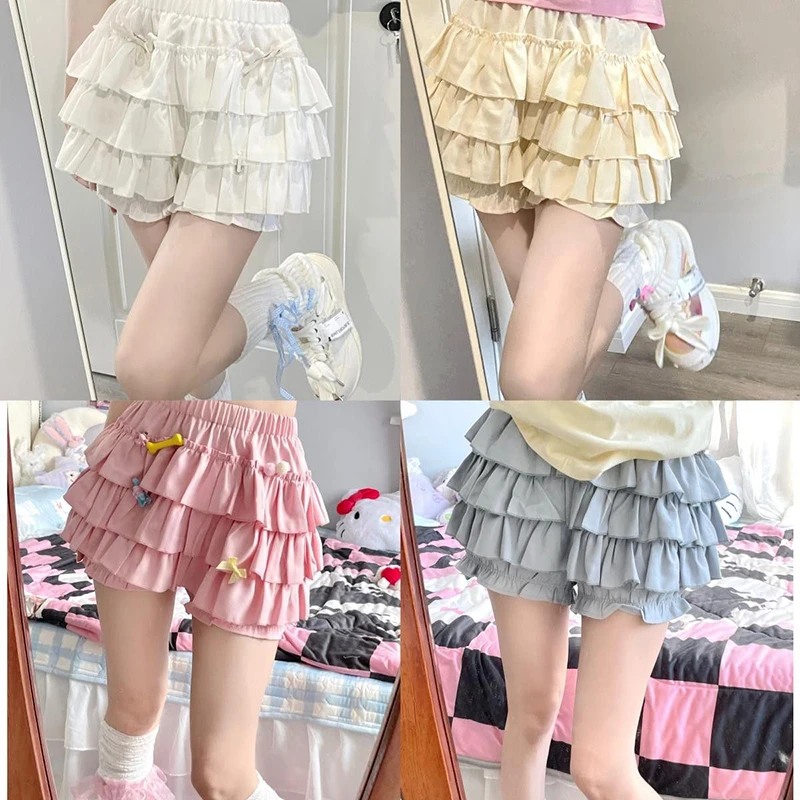 Sweet Ruffle Mini Skirt Women Kawaii Lolita Bow A-...