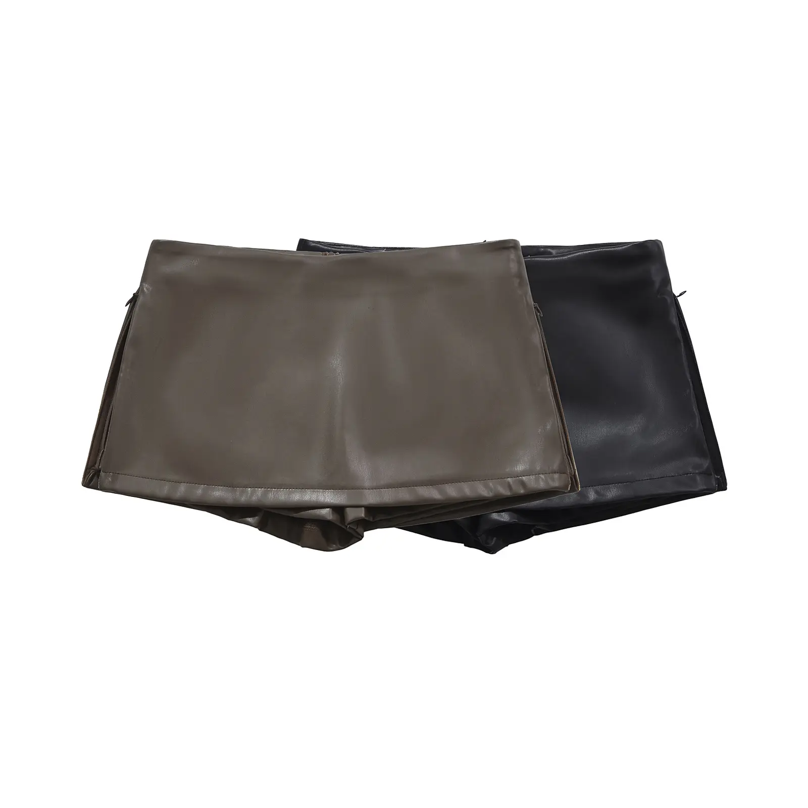 Mini Skirts Elegant Fashion Faux Leather Skirts For Woman Low Rise Skirts Split Leather Skirt