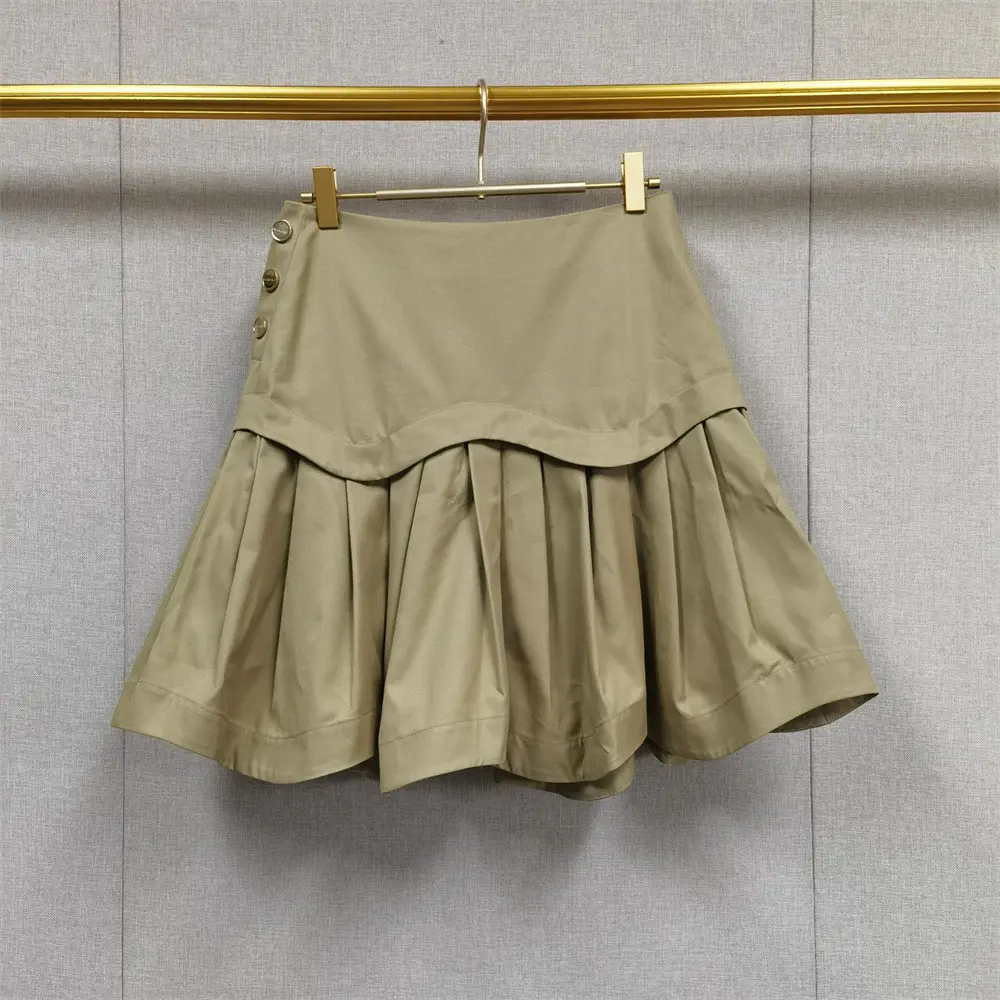 Women's High Waist Mini Skirt Preppy Style Splicin...