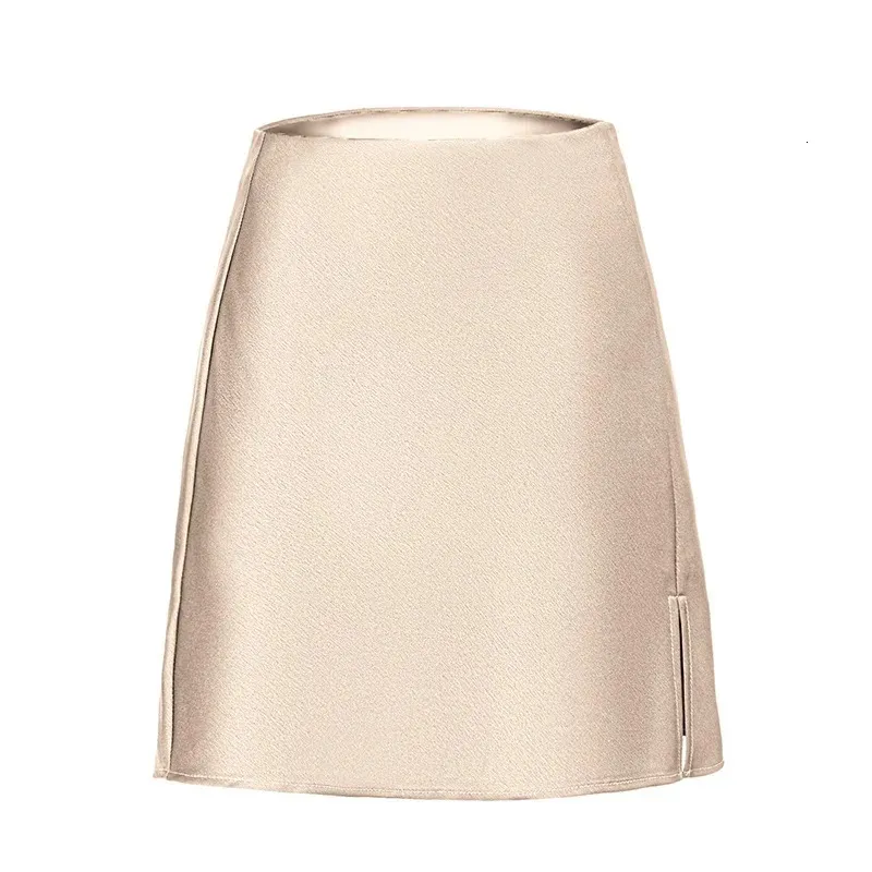 Summer Satin Mini Skirts With Slit For Women A Lin...