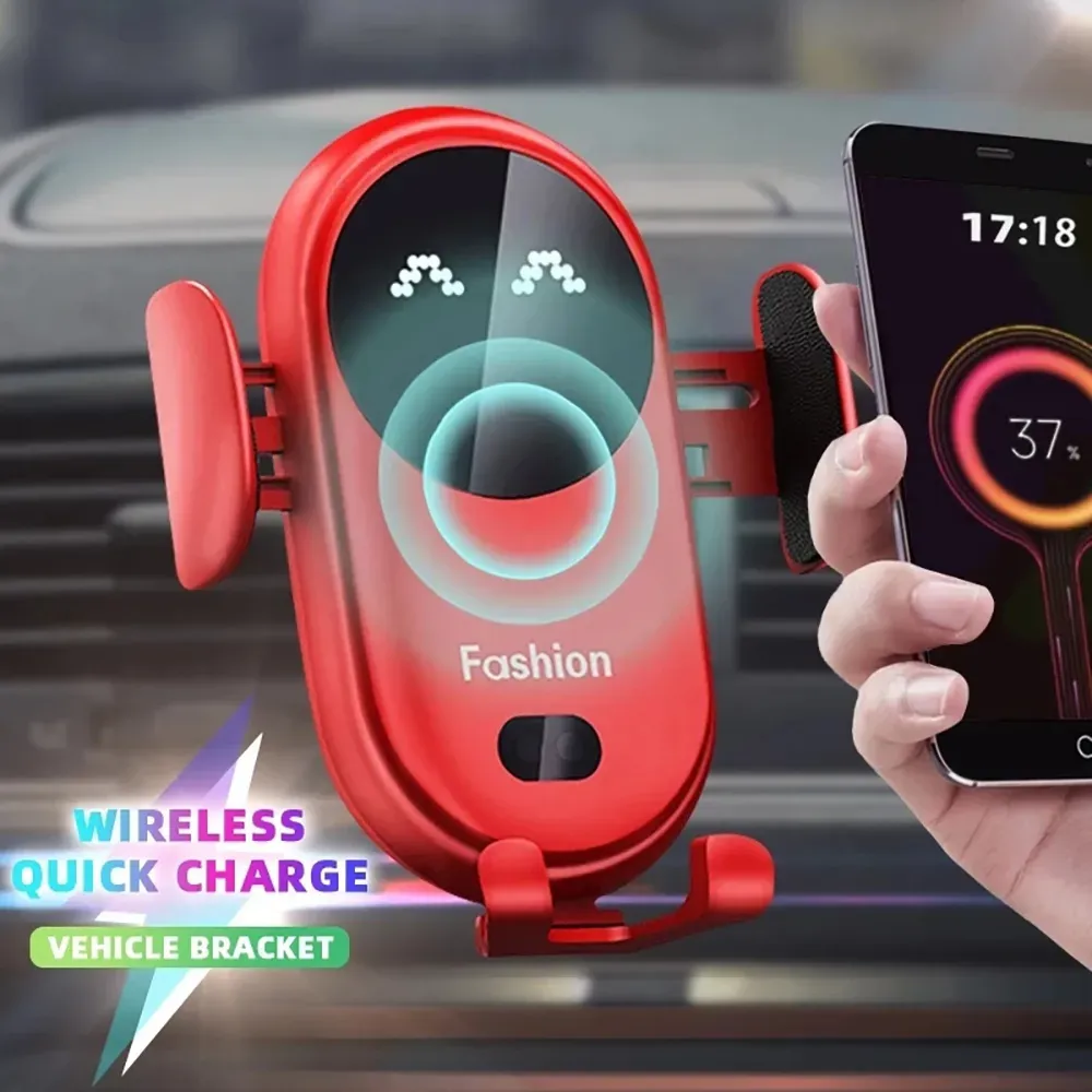 Wireless Charging Stand Charger Auto Infrared Sensor Led Mobile Phone Holder In Car Mount Air Vent For Multiple Phone Models