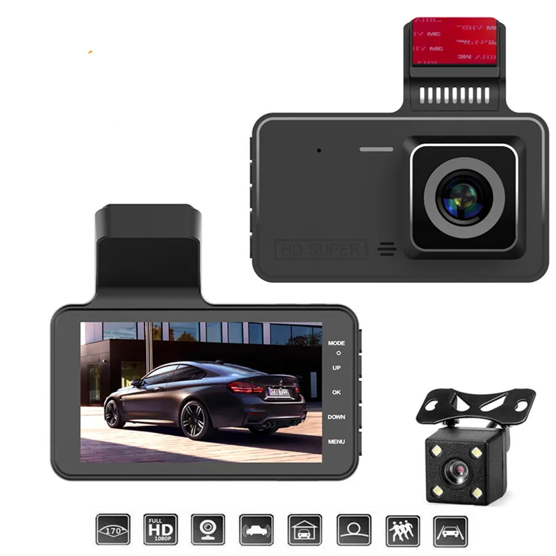 4.0 inch Car DVR 24H HD 1080P Dash Camera Dual Len...