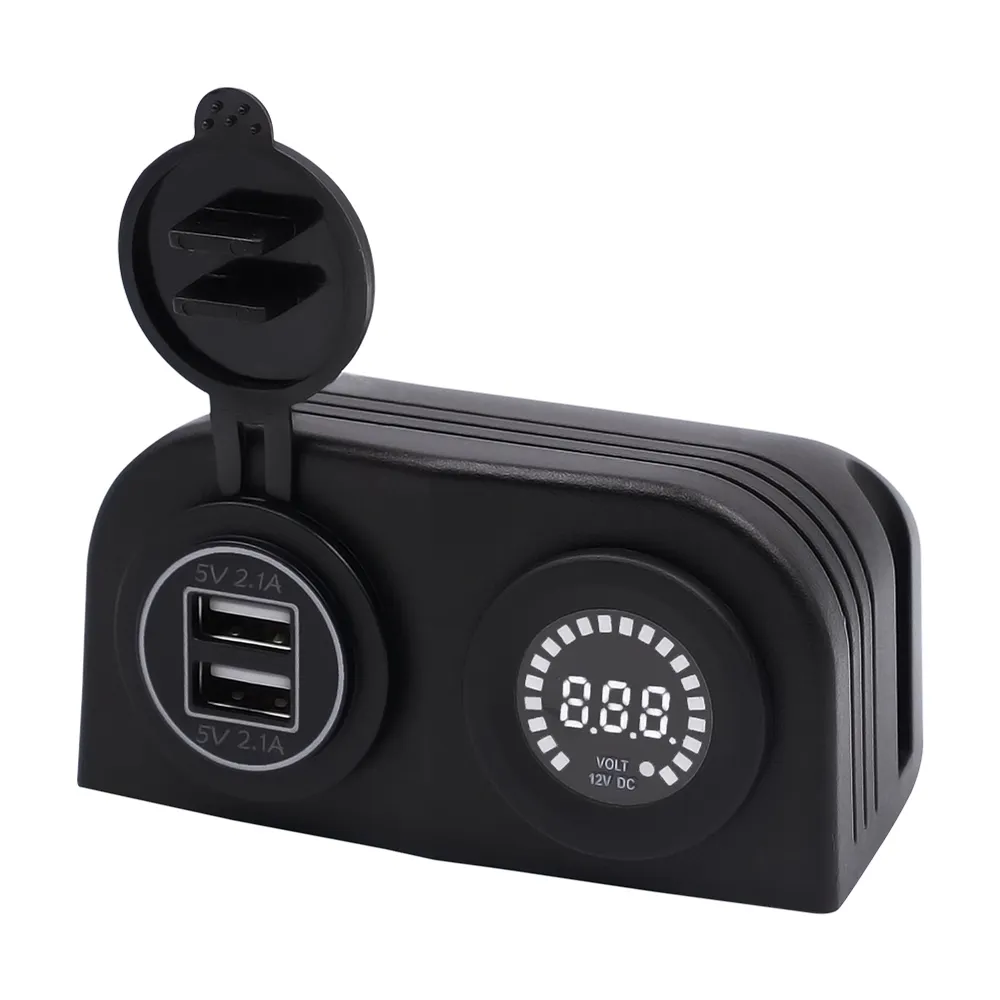 Car Dual 12v Car Cigarette Lighter Socket Splitter 12v USB 4.2A Power Adapter Charger Digital Voltmeter
