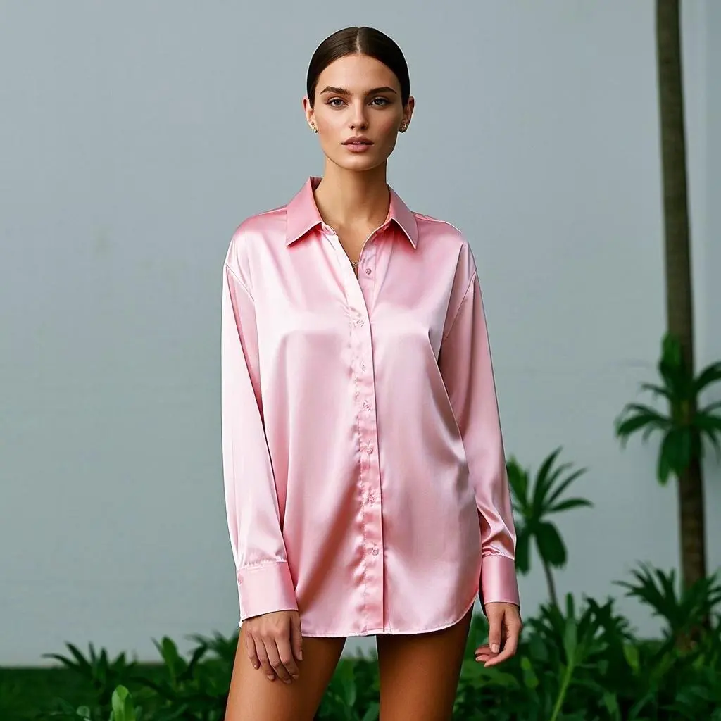 Casual Women's Shirt All-Match Basic Solid Color Office Lady's Top