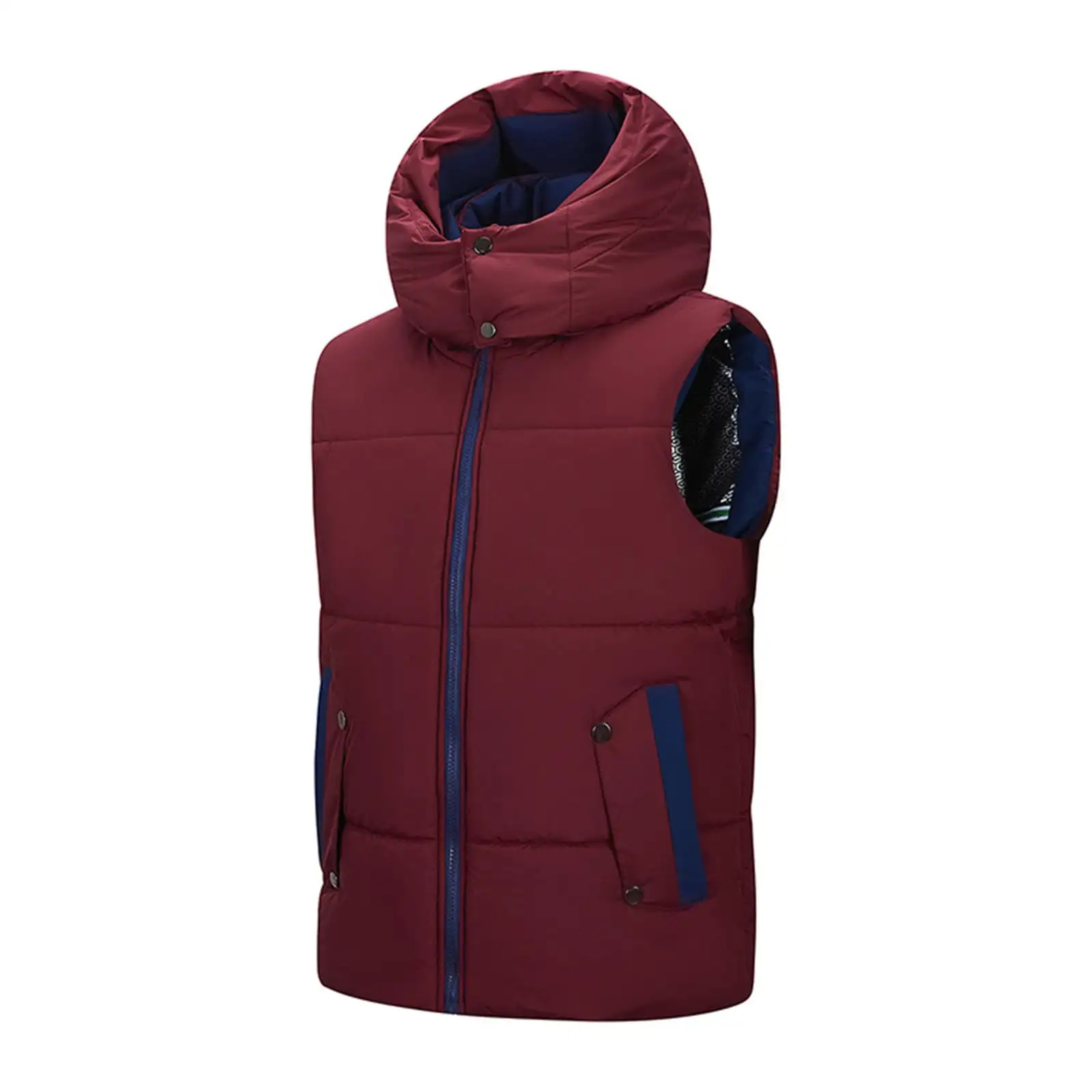 Men's Outdoor Casual Hooded Waterproof Vest Loose Waistcoat Warm Jacket