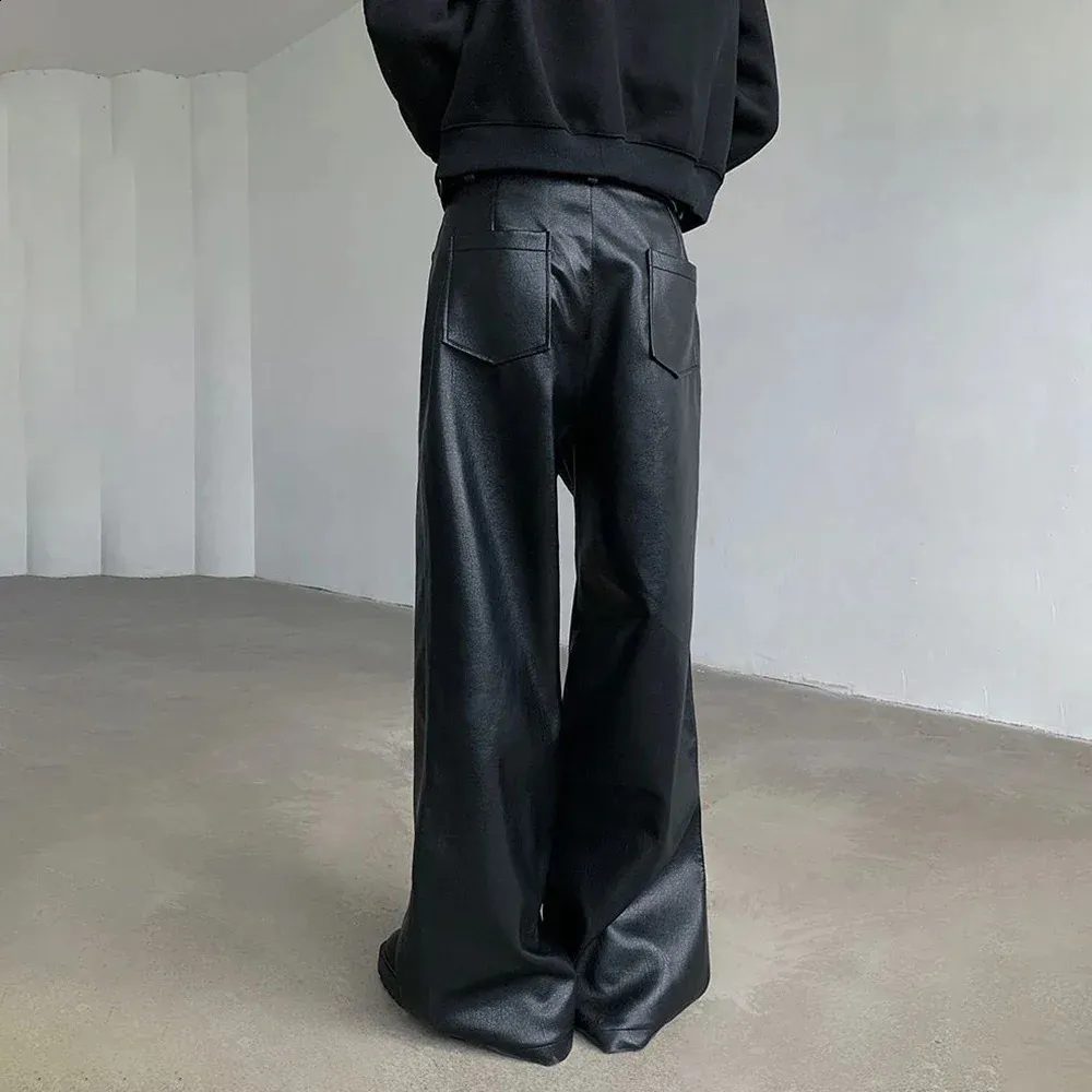 Men’s PU Leather Motorcycle Casual Pants Hip Hop Street Fashion Trend Youth Campus Wear