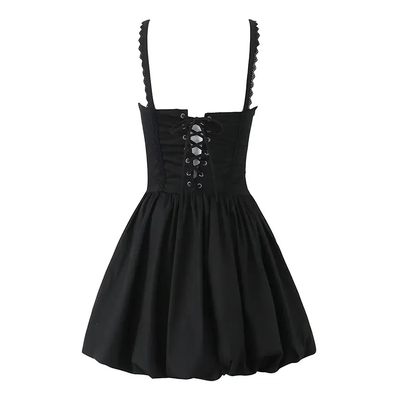 Women’s Cotton Sleeveless Dress With Lace Trim