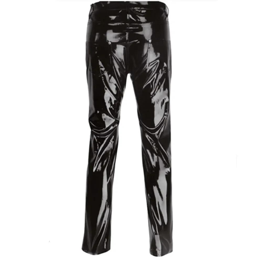 Men’s Glossy PU Leather Waterproof Motorcycle Biker Pants Fashion Street Style