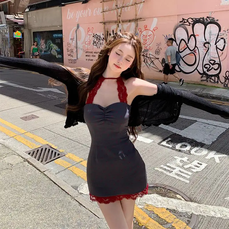 Cute Sexy Lace Halter Slim Bodycon Dress For Girls