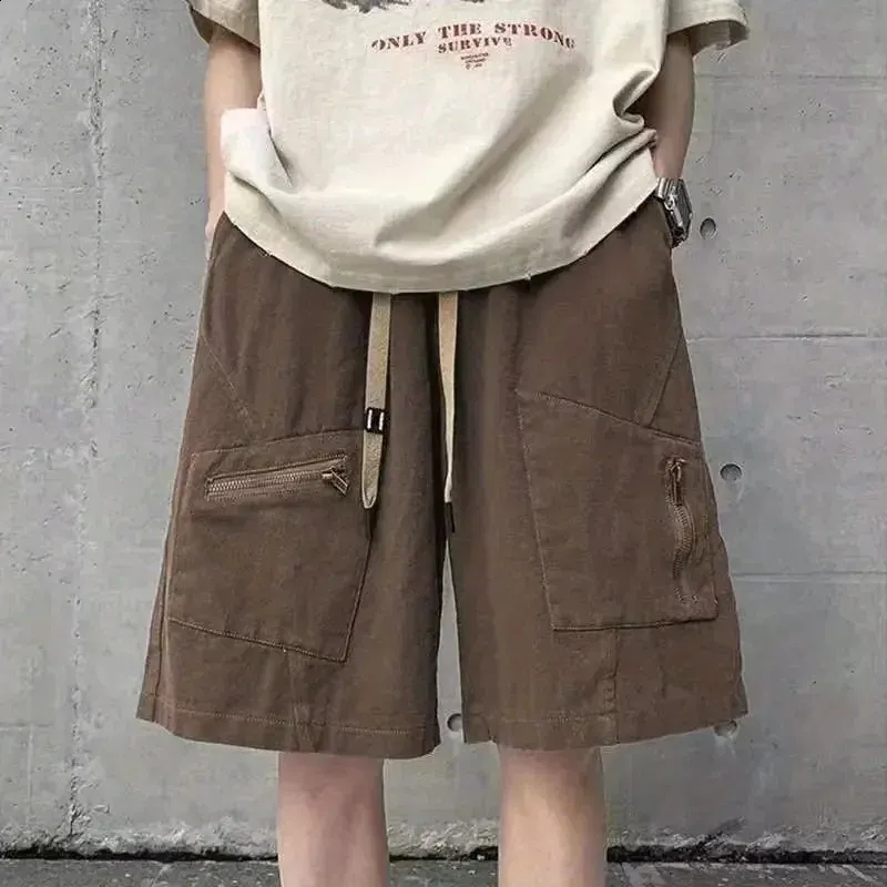 Multi Pocket Cargo Shorts Men's Summer Trendy Loose And Casual Mid Pants Retro Personalized Casual