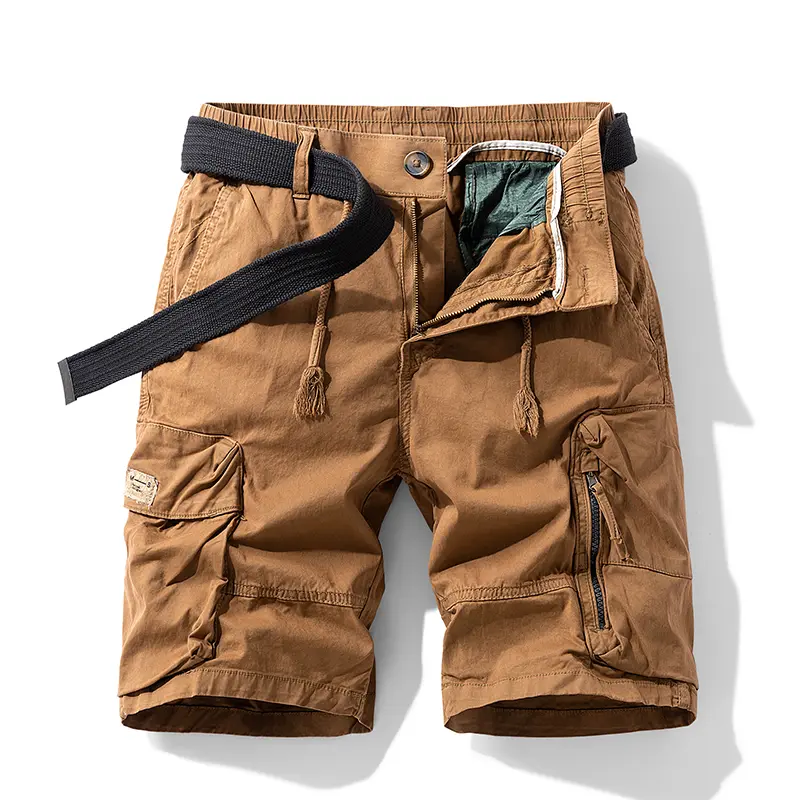 Summer Men Cotton Cargo Shorts Man Multi Pocket Short Pants Male Loose Solid Vintage Classic Shorts