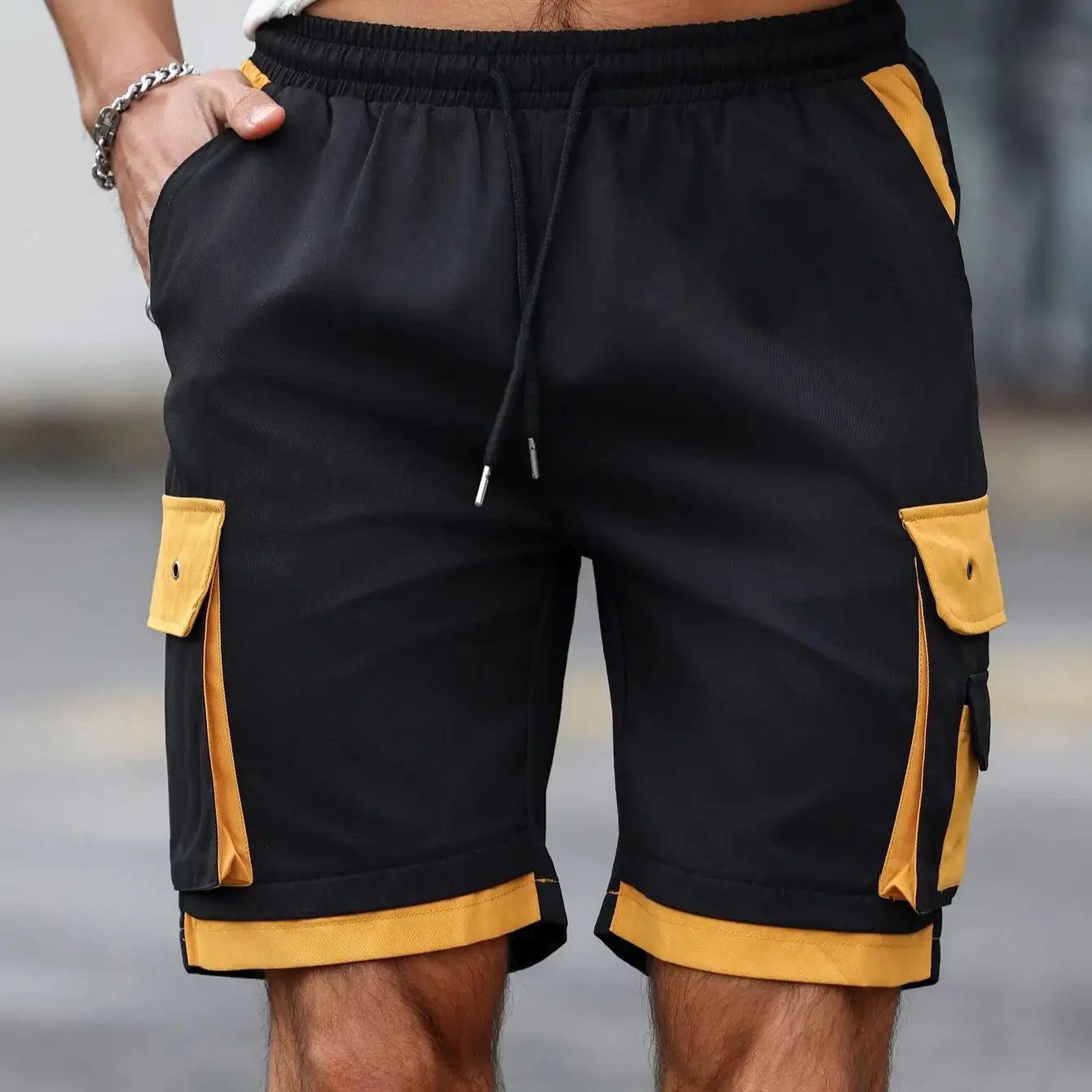 Men Block Cargo Shorts Quick Dry Breathable Fashio...