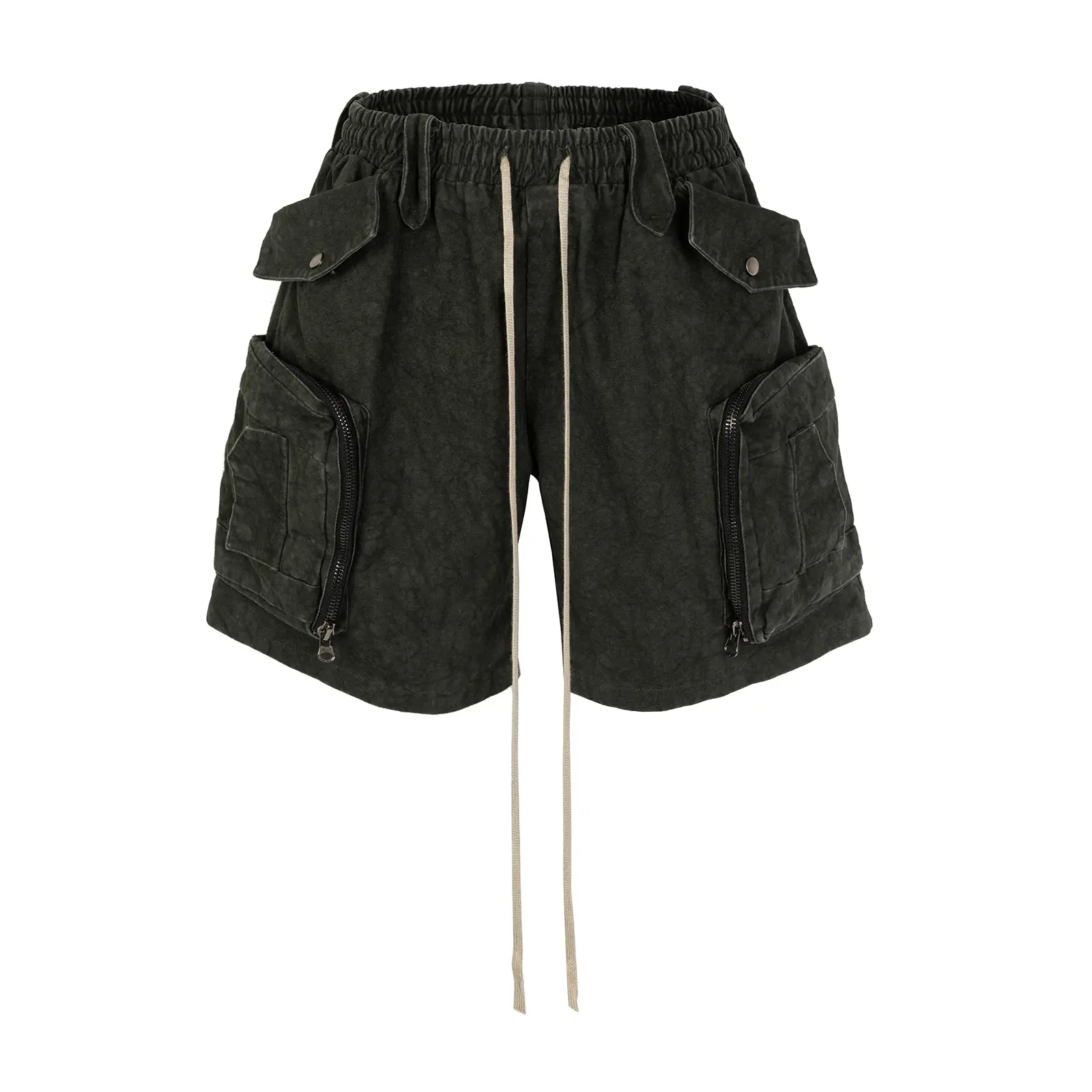 Tie Dye Canvas Washed Shell Shorts For Men Wide Leg Baggy Cargo Short Loose Knee Length Pants