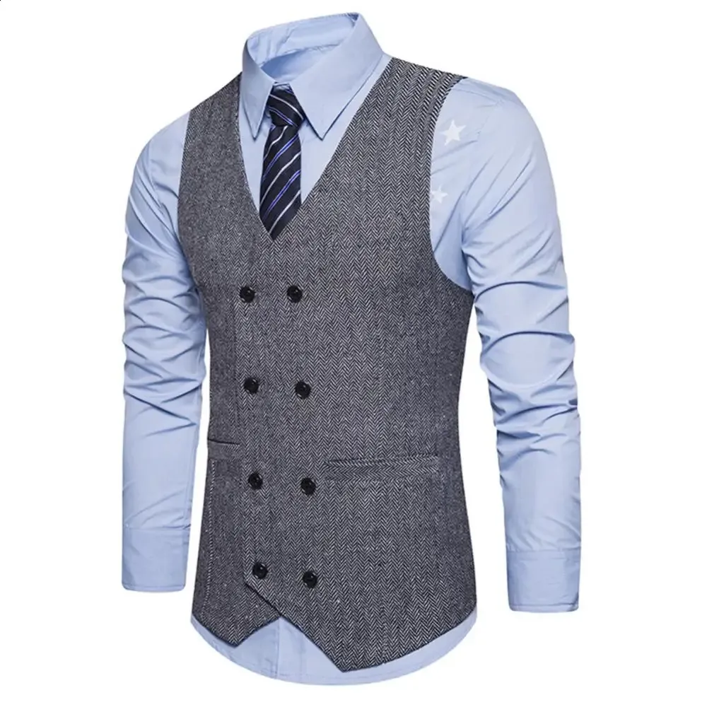 Men's Suit Vest Solid Color Dress Vest Mens Double-Layer Fit Formal Sleeveless Men's Vest