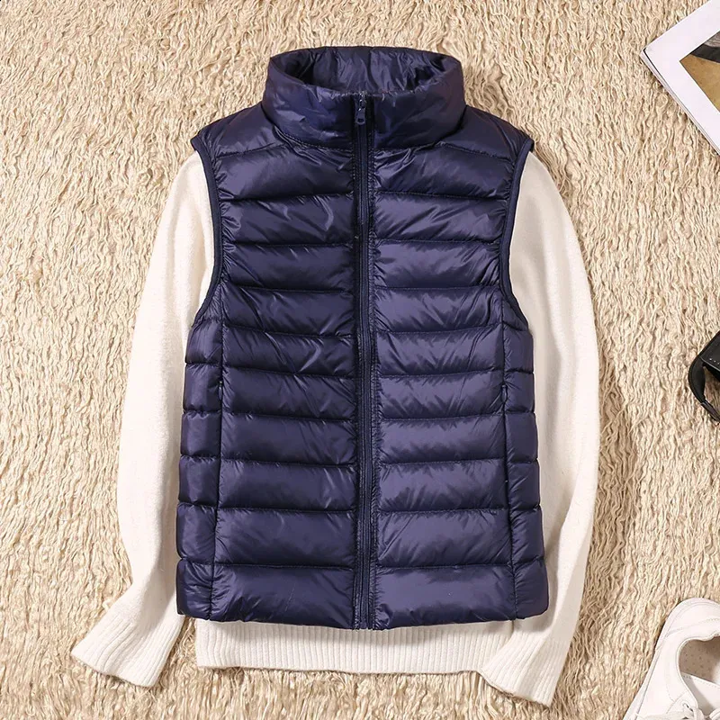 Women Sleeveless Ultra Light Down Vest Ultrathin Jacket Lightweight Windproof Warm