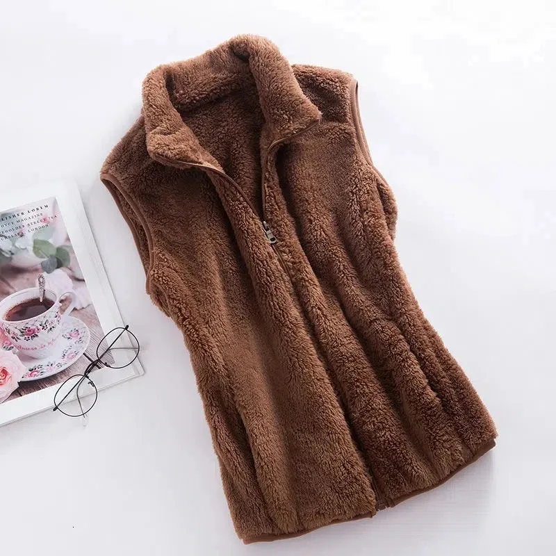 Women's Vests Vest Women Coat High Collar Zipper Sleeveless Jacket Warm Vest Female Waistcoat