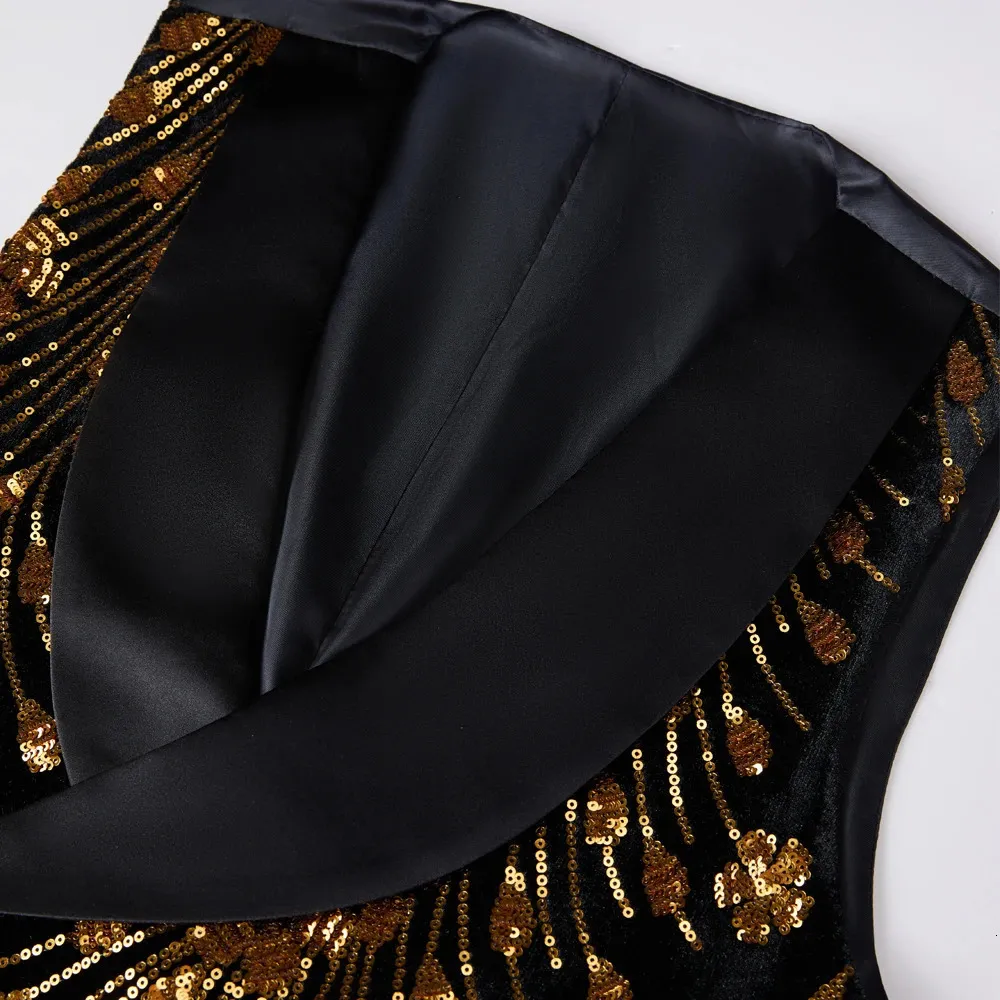 Men's Shiny Sequin Suit Vest Glitter Embellished Blazer Waistcoat