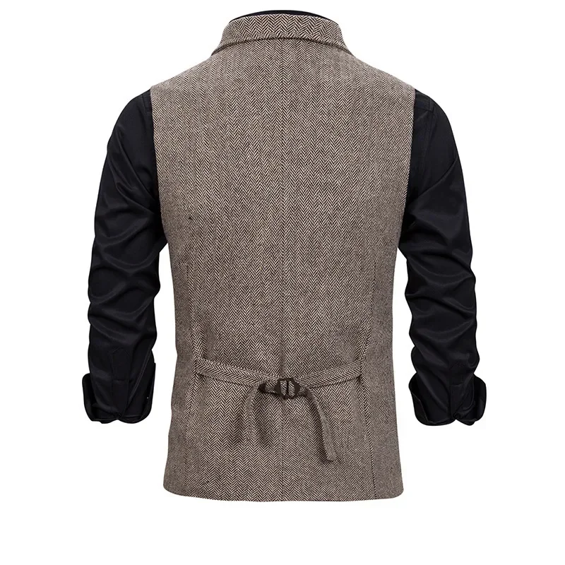 Men's Single-breasted Lapel Vest Jacket Sleeveless Suit Vest Casual