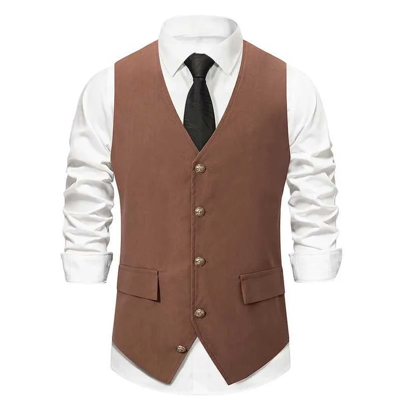 Men’s Vintage Suede Slim Sleeveless Suit Gilet
