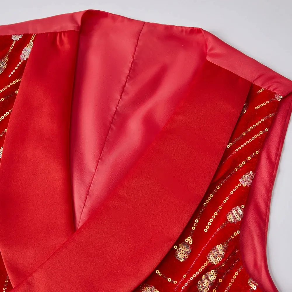 Men's Shiny Sequin Suit Vest Glitter Embellished Blazer Waistcoat