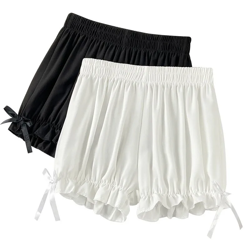 Women's Lace Short Imitation Silk Ruffle Bloomers Anti-Exposure Safety Pants