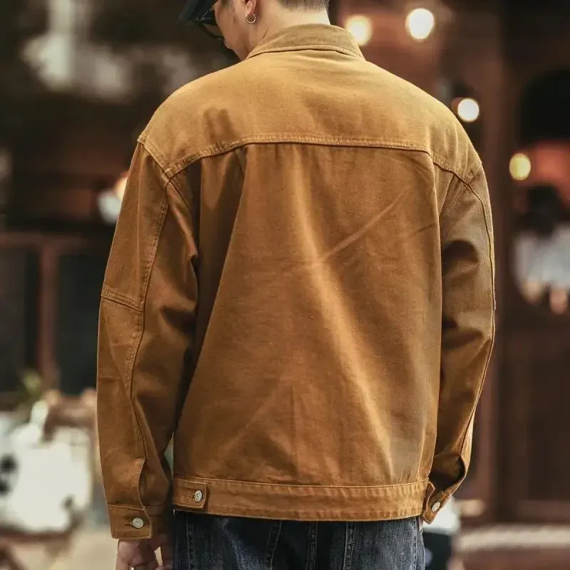 Men’s Cowboy Style Cotton Denim Jackets Retro Fabric Outerwear
